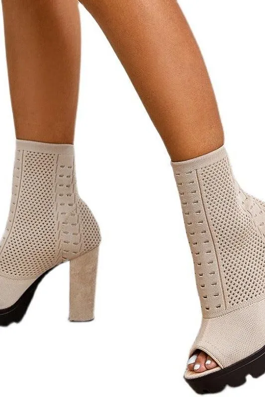 Thick Heel Fish Mouth Short Boots