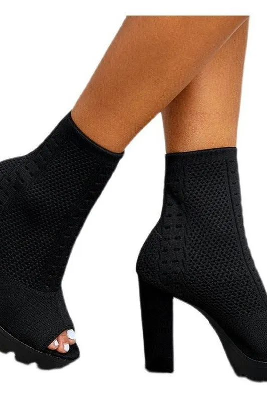 Thick Heel Fish Mouth Short Boots