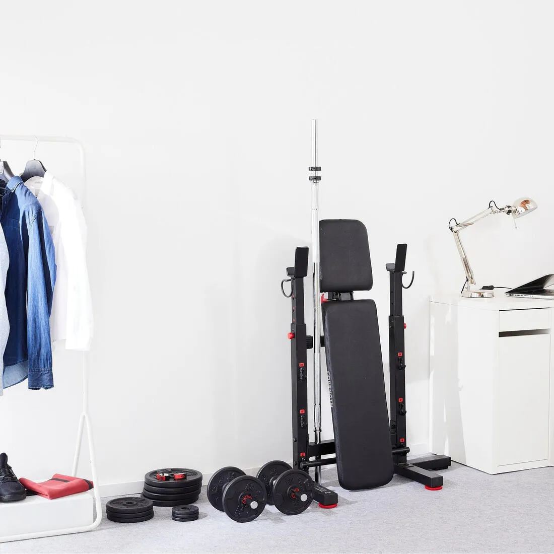 Tiltable Weights Bench with Collapsible Pegs - Bench Press Fold