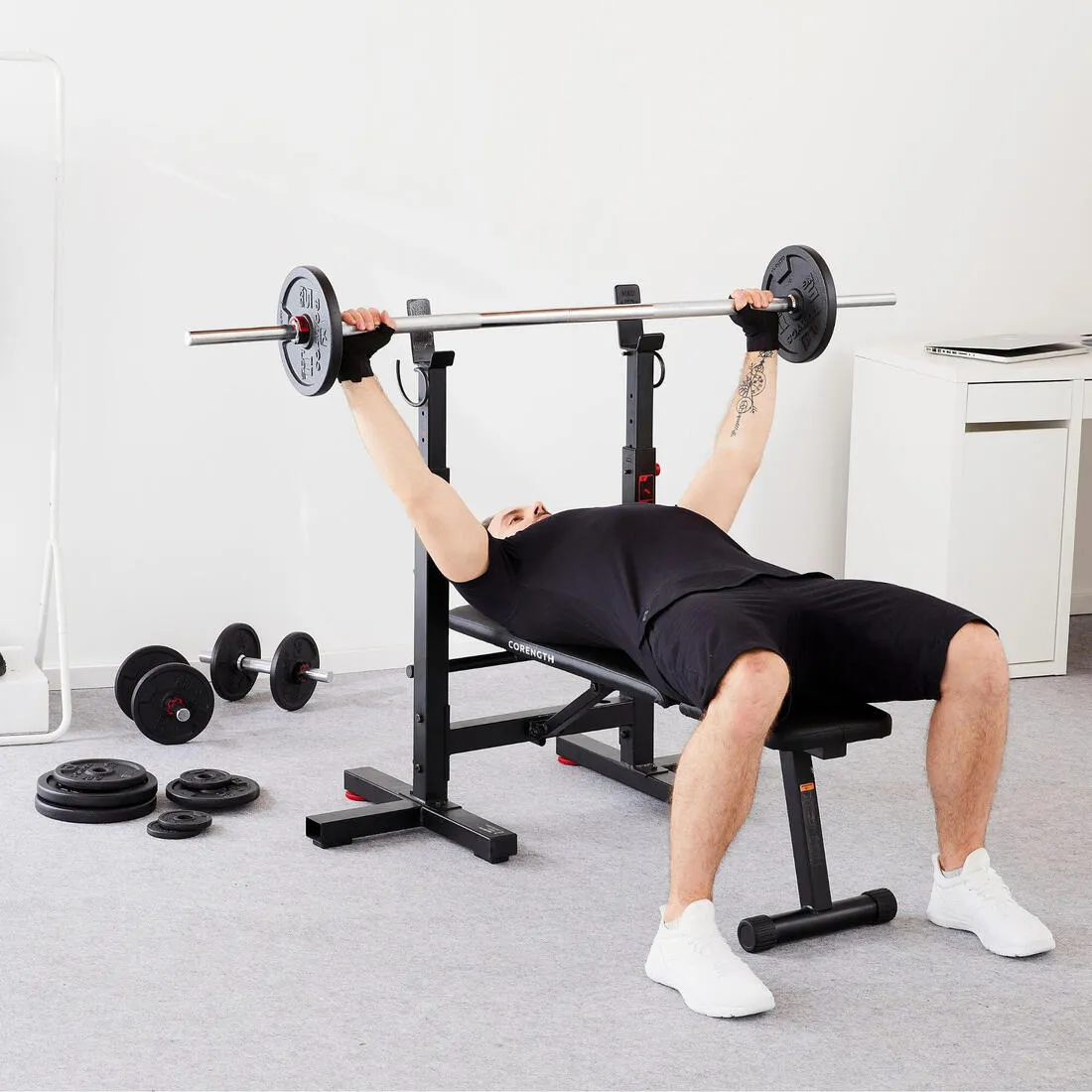 Tiltable Weights Bench with Collapsible Pegs - Bench Press Fold