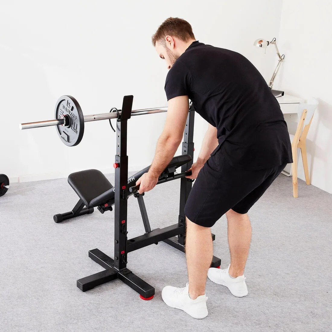 Tiltable Weights Bench with Collapsible Pegs - Bench Press Fold