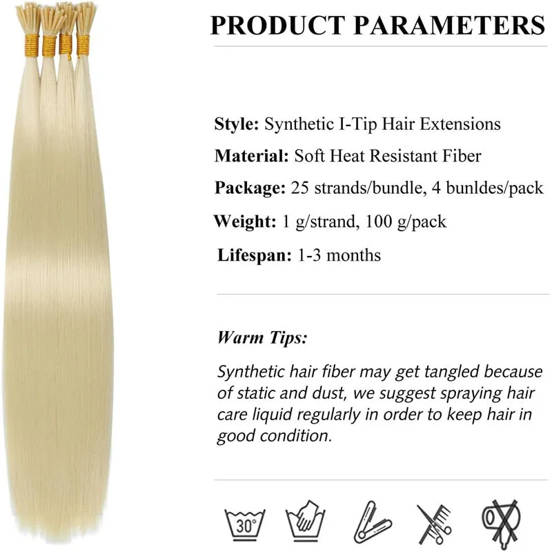 Training Hair, Keratin Fusion I Stick Tip Hair Extensions Straight 16 Inch
