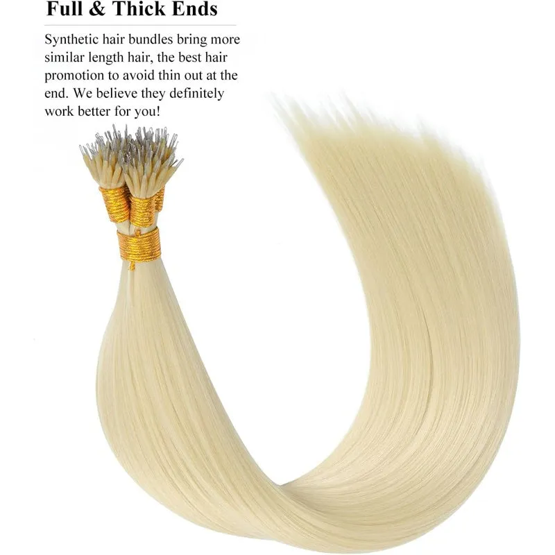 Training Hair, Nano Ring Bead Synthetic Extensions Straight 16 Inch