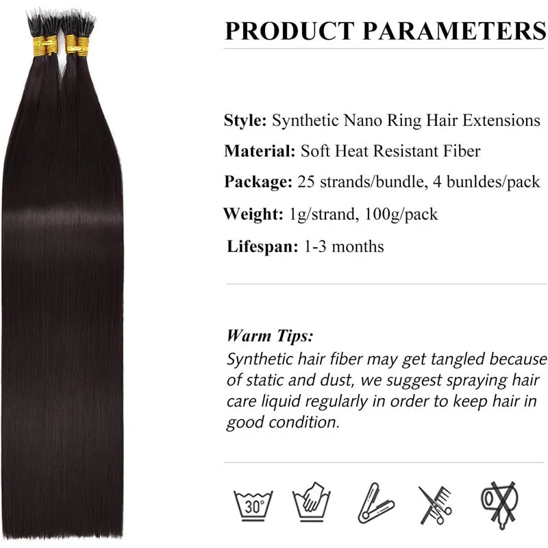 Training Hair, Nano Ring Bead Synthetic Extensions Straight 16 Inch