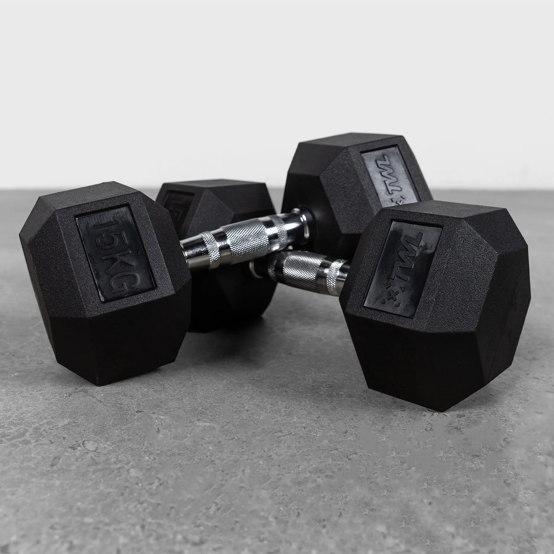 TWL - RUBBER HEX DUMBBELL - PAIR - BLACK