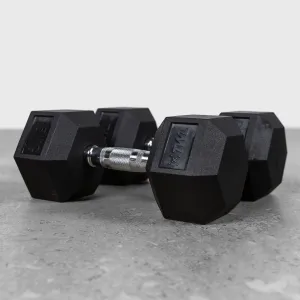 TWL - RUBBER HEX DUMBBELL - PAIR - BLACK