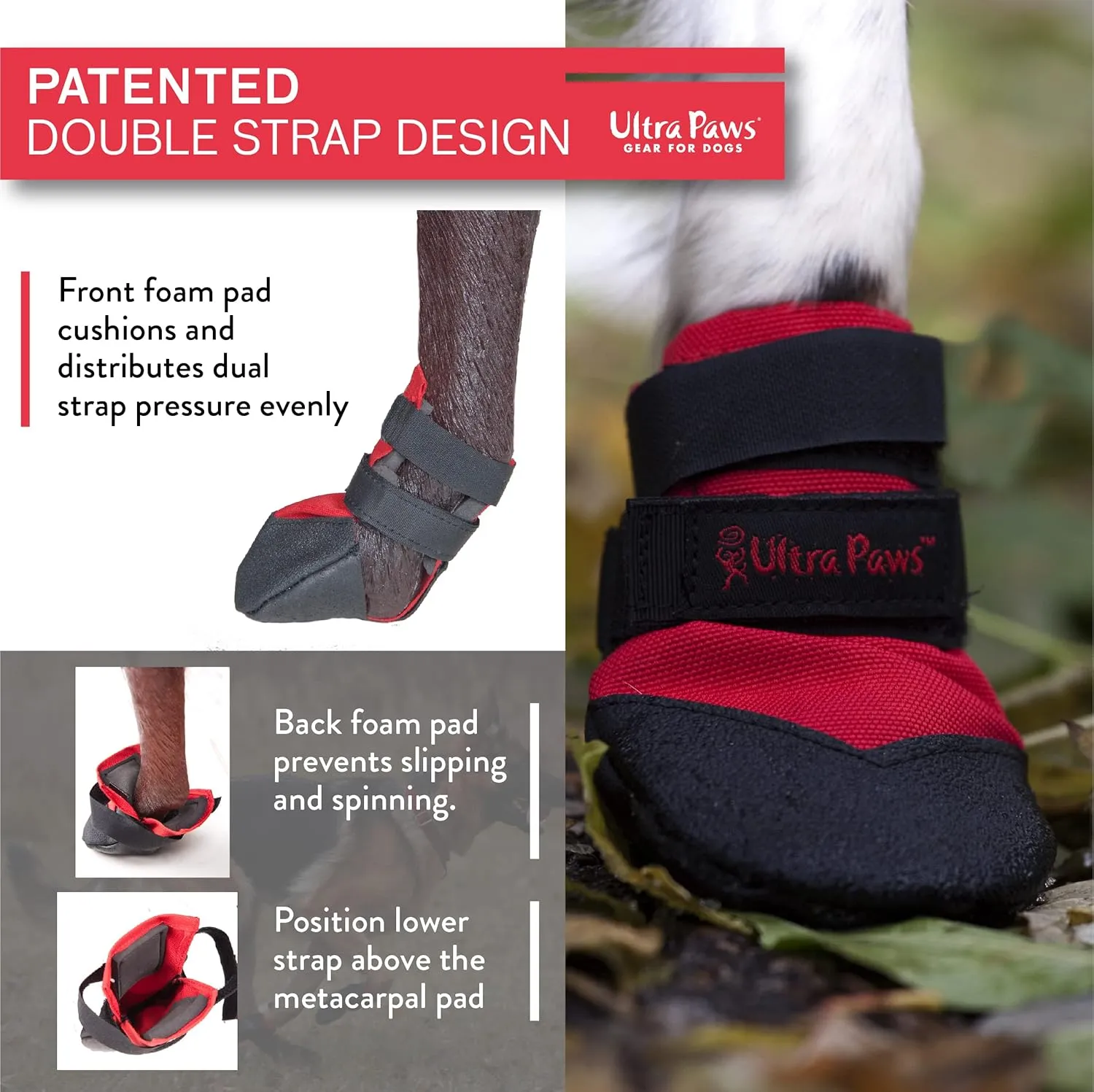 Ultra Paws Dog Boots (4boots) - Rugged Red
