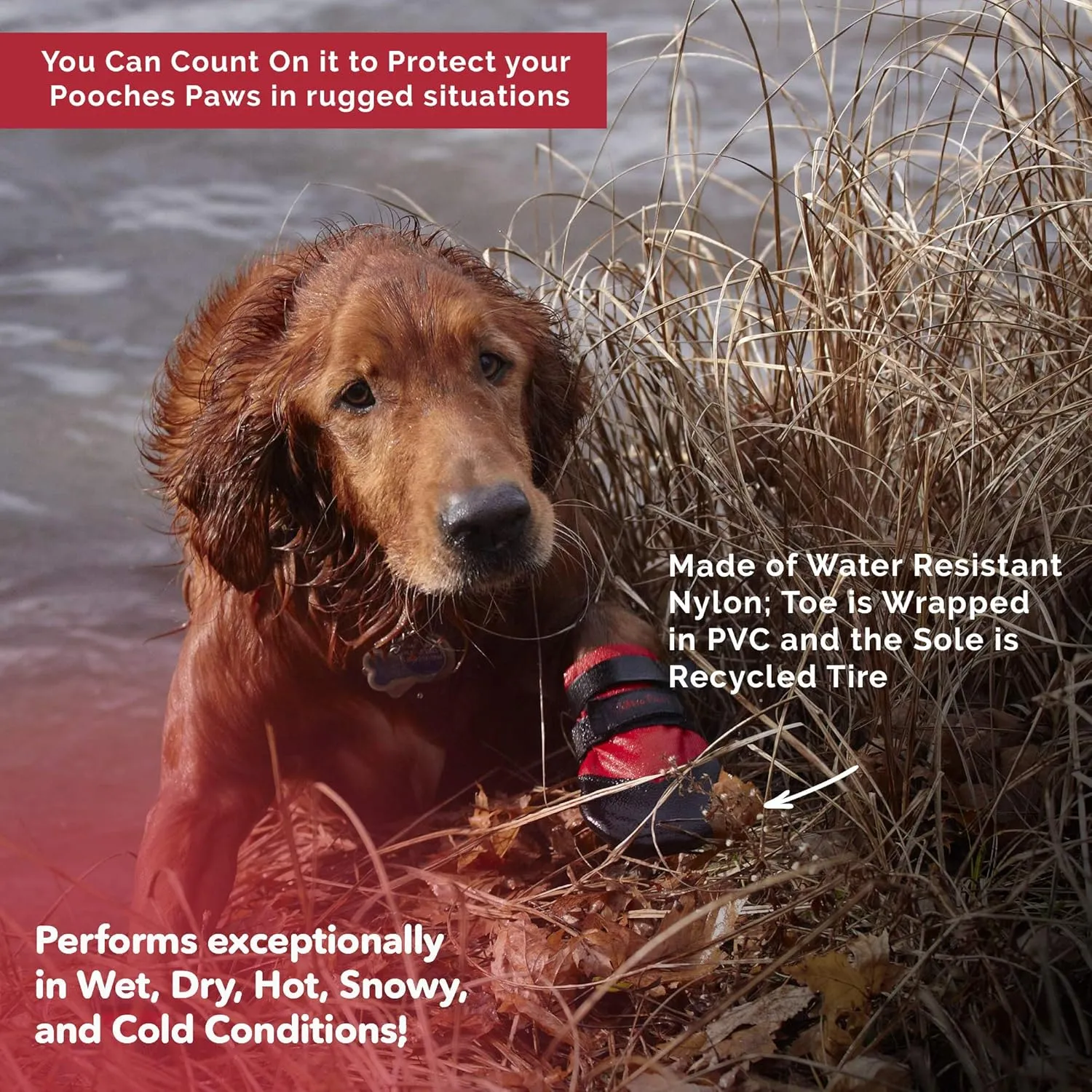 Ultra Paws Dog Boots (4boots) - Rugged Red