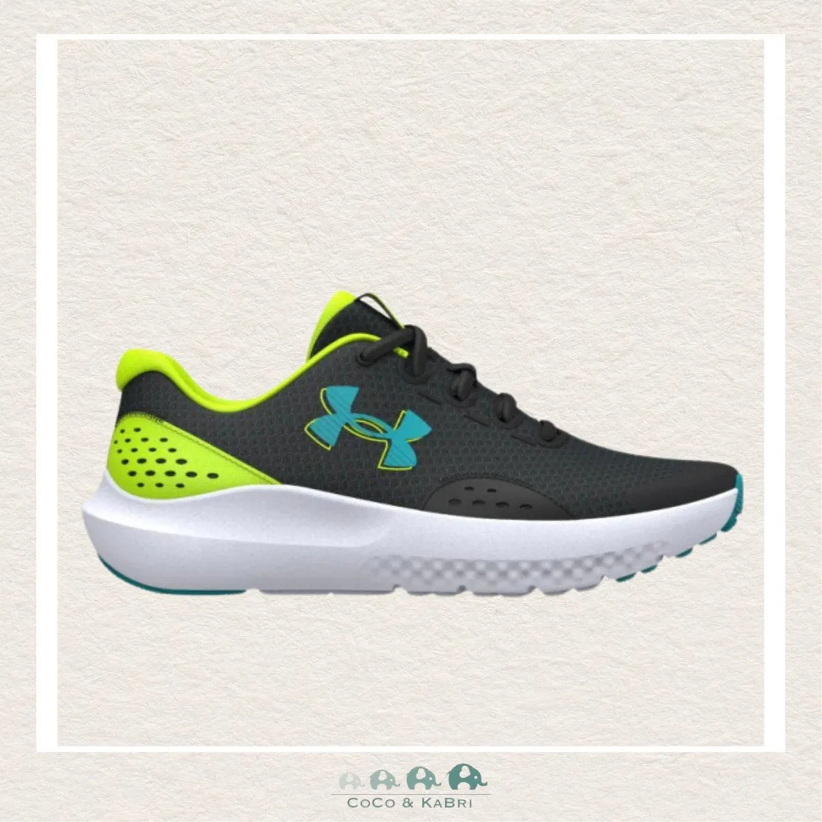 Under Armour Boys' Grade School Surge 4 Running Shoes Black-High Vis Yellow (X1-99)