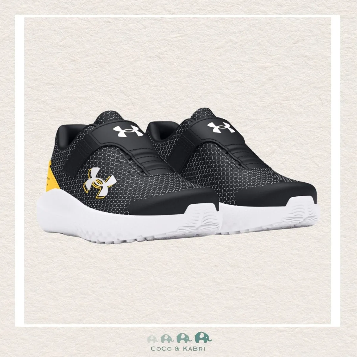 Under Armour Boys' Infant Surge 4 AC Running Shoes - Black/Yellow (X4-147)
