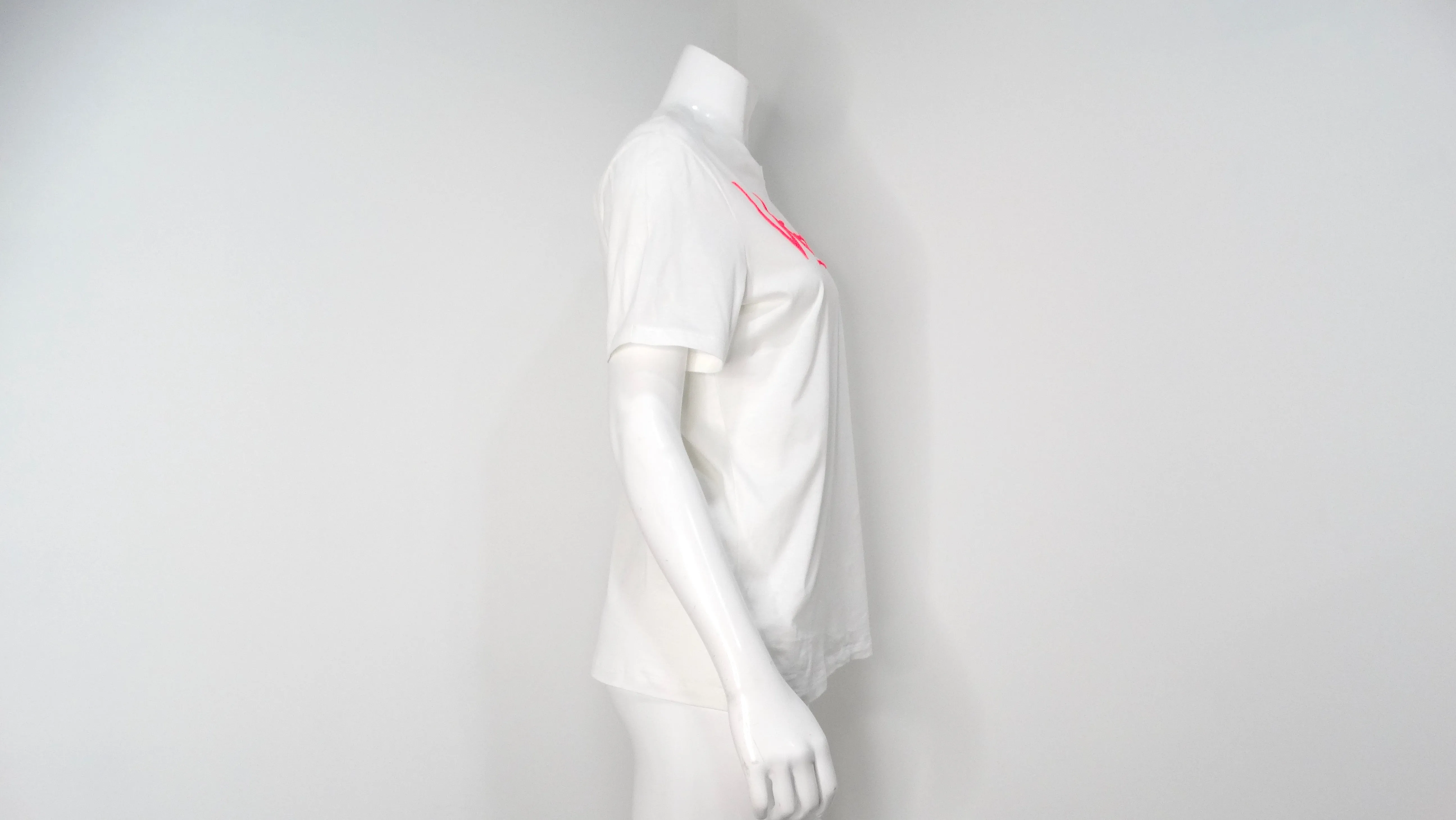 Versace Hot Pink Embroidered White Cotton T-Shirt