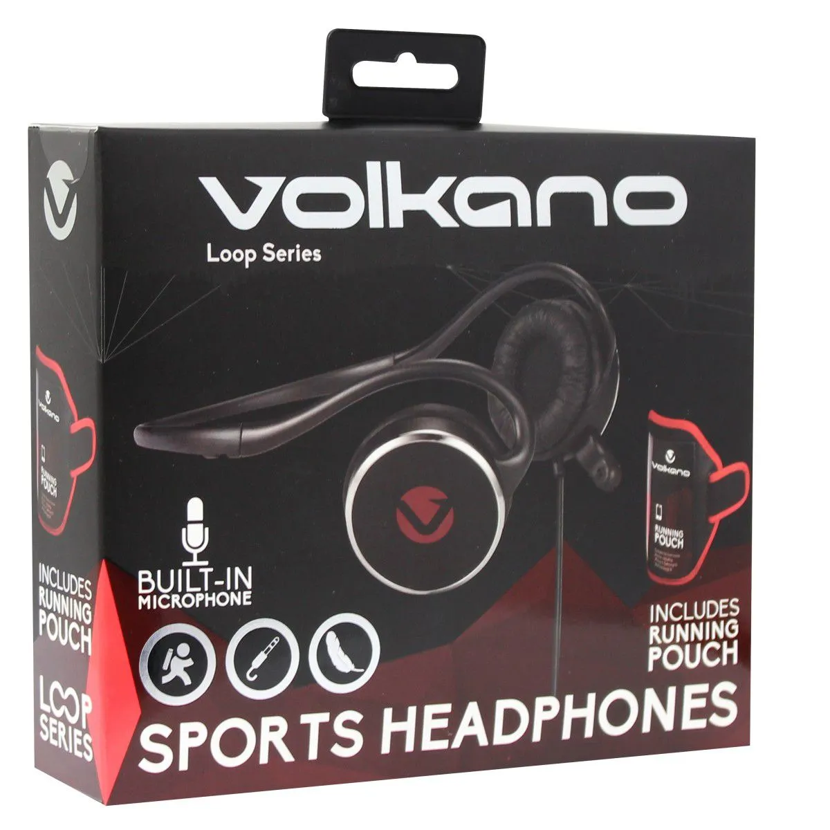 Volkano Loop series sports headphones with running pouch  VB-809-BKRD