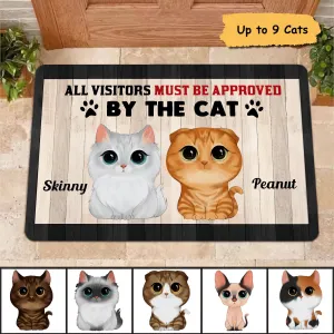 Watercolor Cute Cats All Visitors Must Be Approved By Cats Personalized Doormat