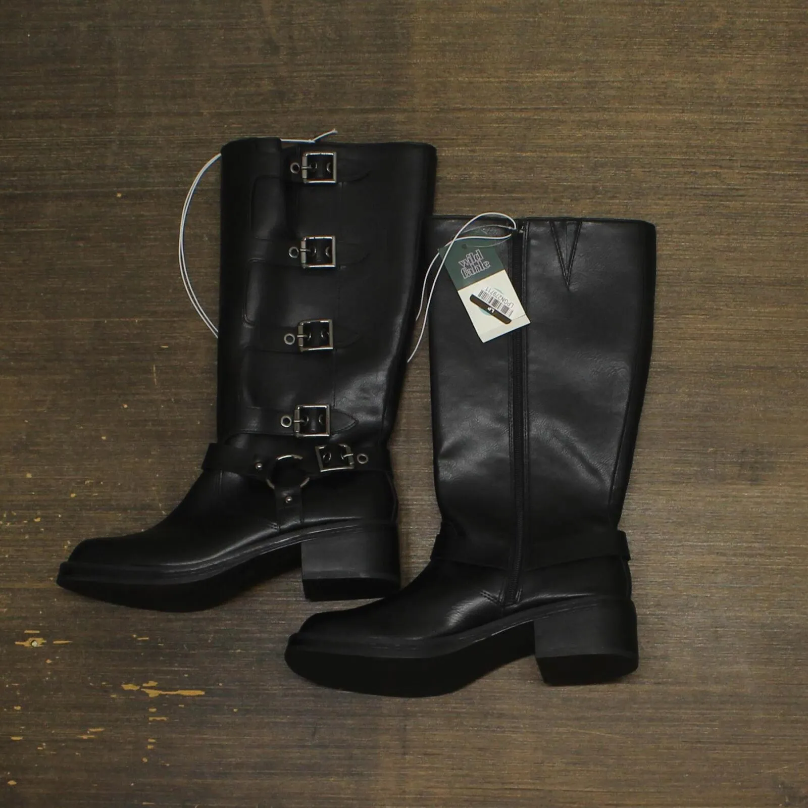 Wild Fable Womens Rebel Tall Moto Buckle Boots 90366583 Black 8M