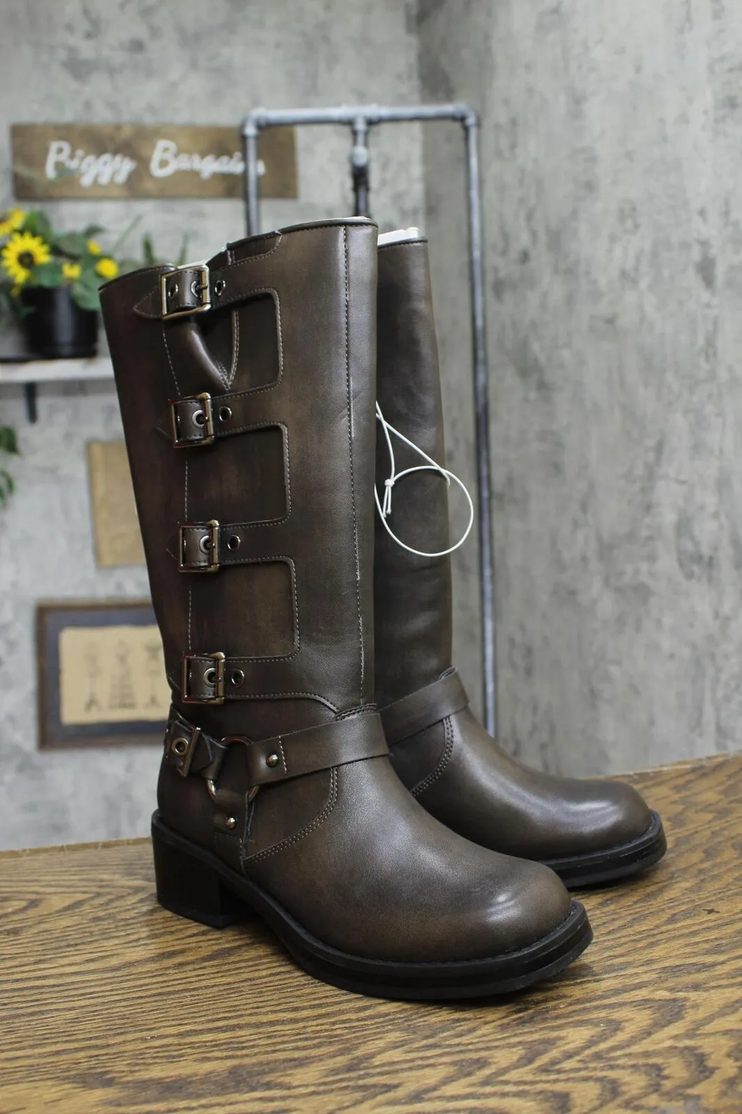 Wild Fable Womens Rebel Tall Moto Buckle Boots 90366583 Brown 6M