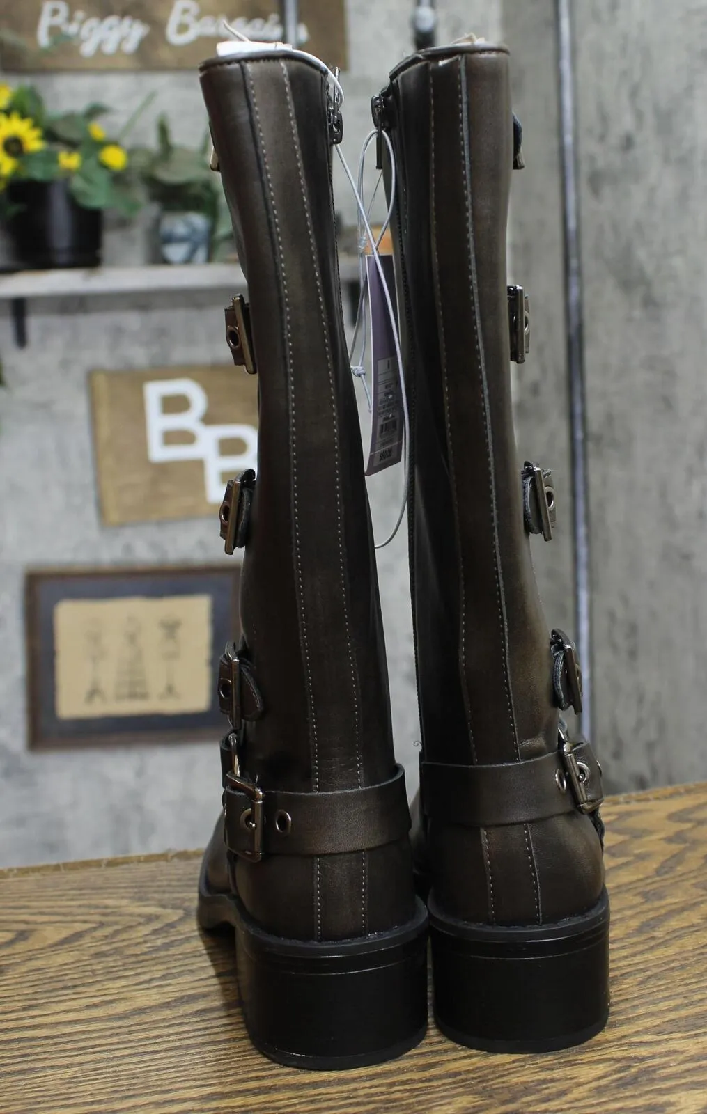 Wild Fable Womens Rebel Tall Moto Buckle Boots 90366583 Brown 6M