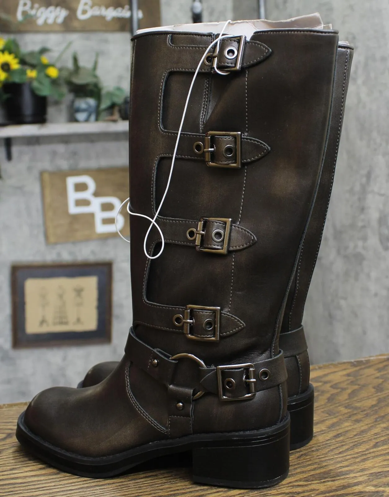 Wild Fable Womens Rebel Tall Moto Buckle Boots 90366583 Brown 6M