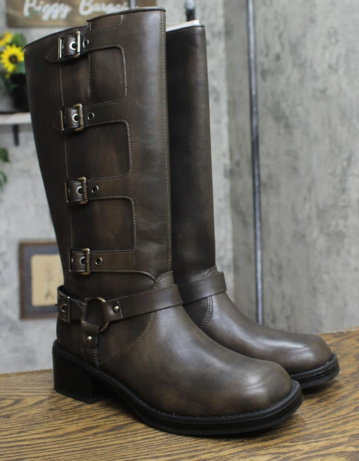 Wild Fable Womens Rebel Tall Moto Buckle Boots 90366583 Brown 9.5M