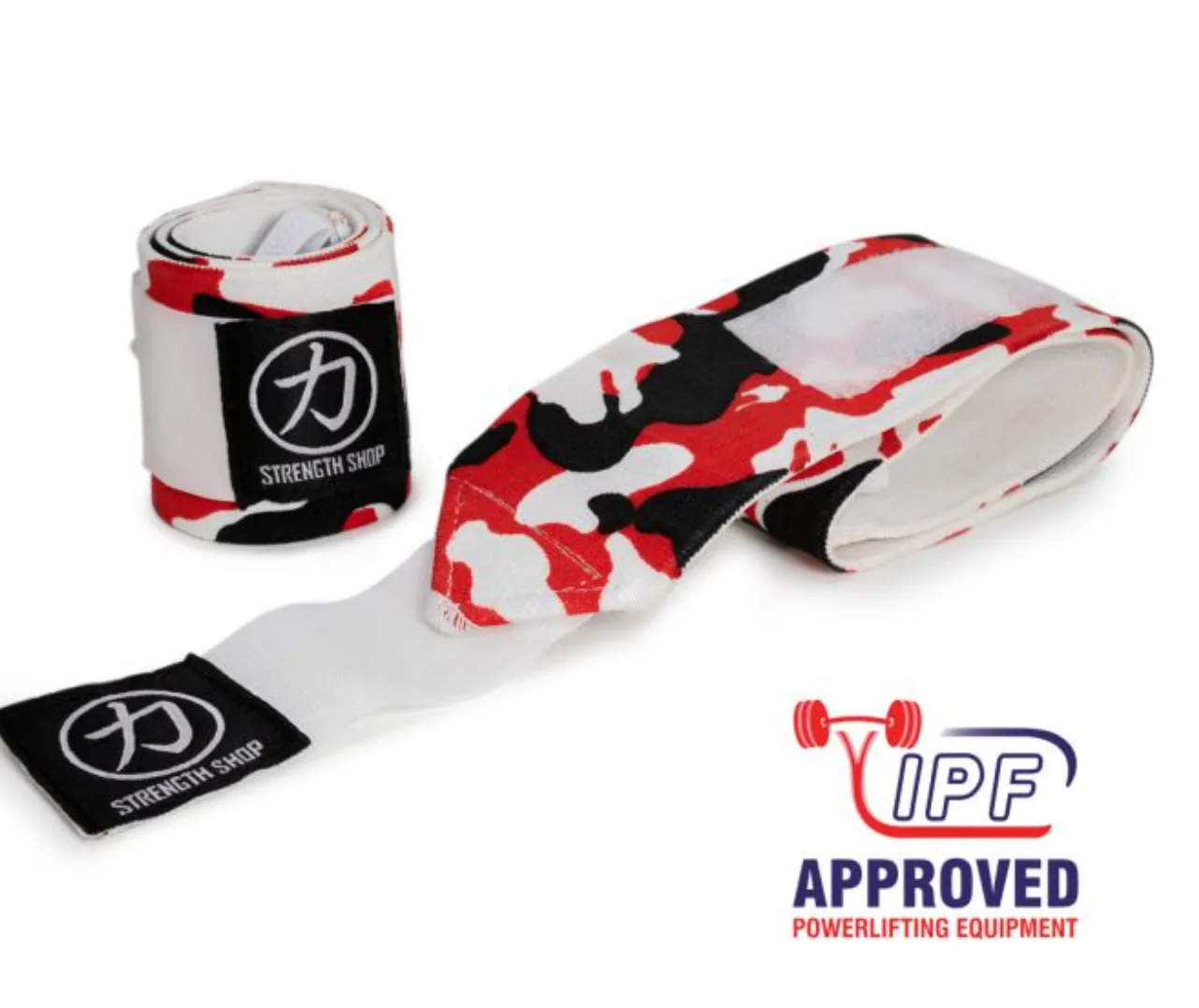 Zeus - Medium Wrist Wraps - Red/White/Black Camo - IPF APPROVED